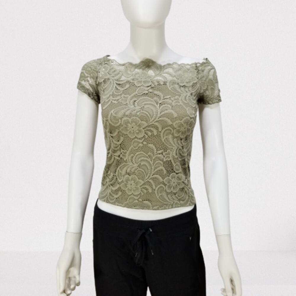 Ambiance Women's Olive Green Floral Lace Top, Size: Juniors Small, New